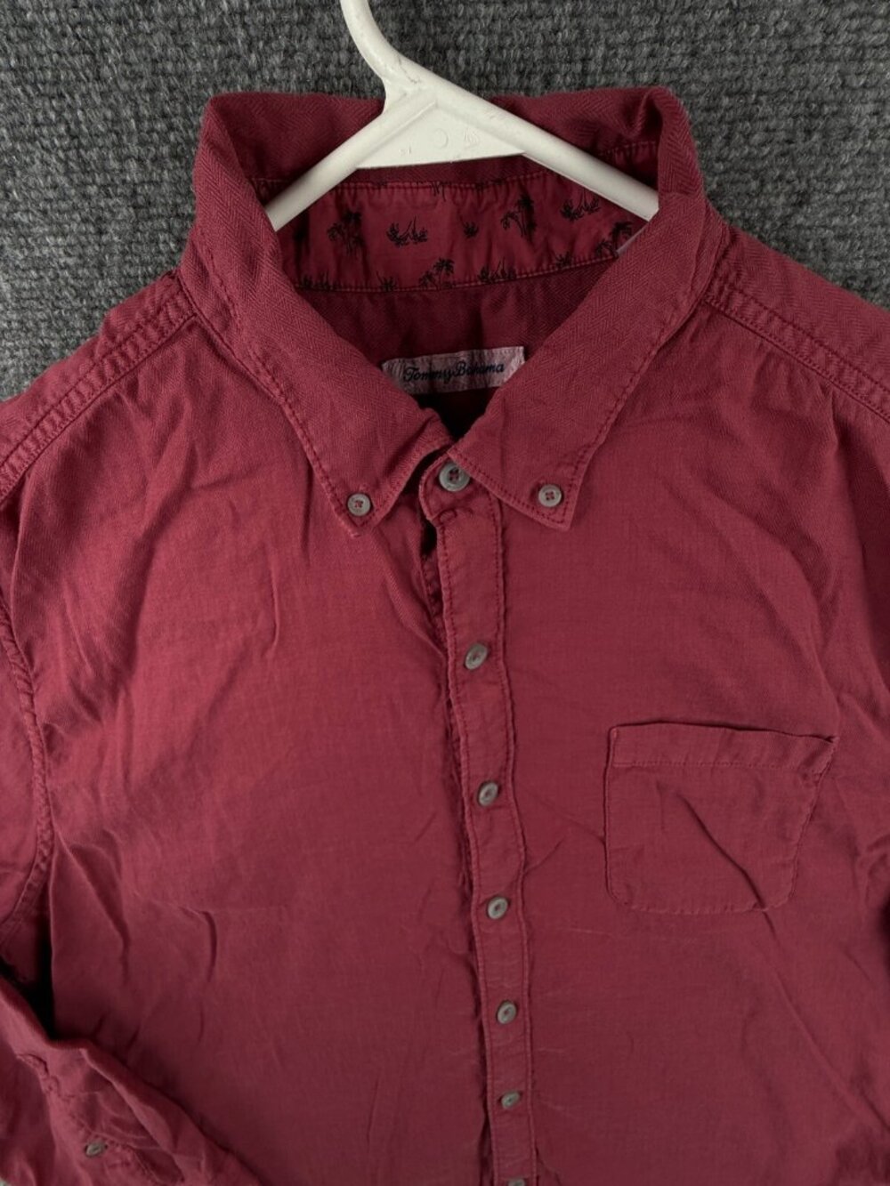 Tommy Bahama Long Sleeve Red Button Up Shirt Men Large Tencel Lyocell Blend